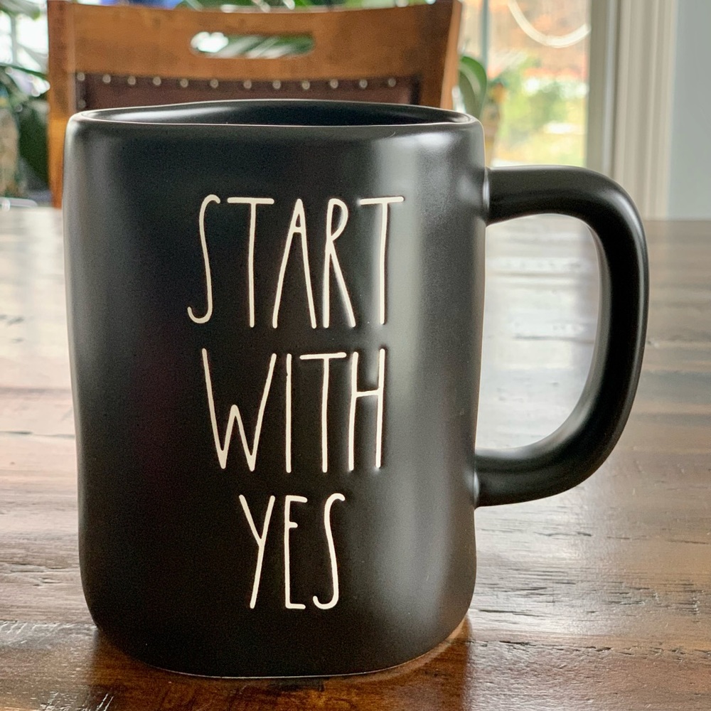 New Rae Dunn “Start with Yes” Black Mug